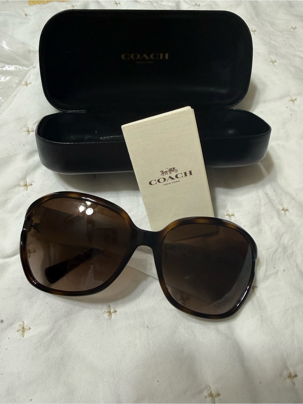 Coach Oversized Tortoiseshell Sunglasses with Brown Gradient Lenses